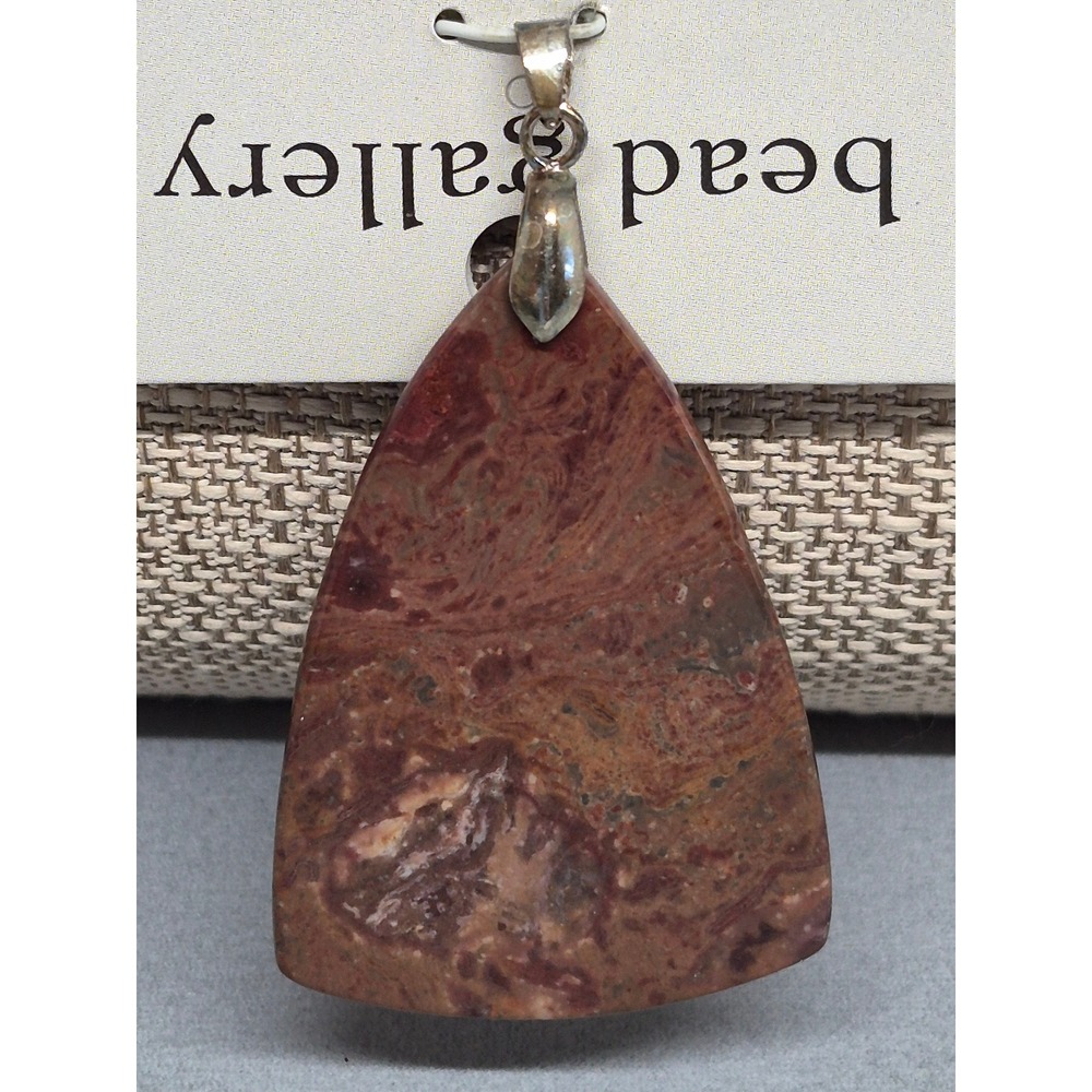 Bead Gallery Pendant Agate Red Triangle Semi Precious Stone